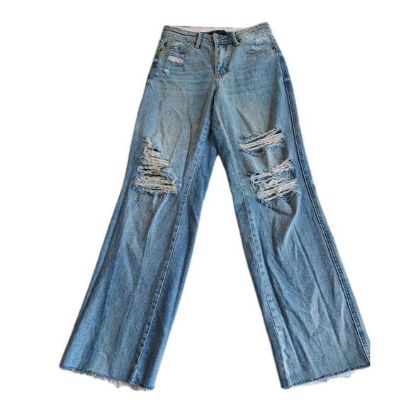 Judy Blue Denim - Judy Blue Women’s Jeans Size 0 / 24 Distressed Straight Leg 00s Vintage Wash
